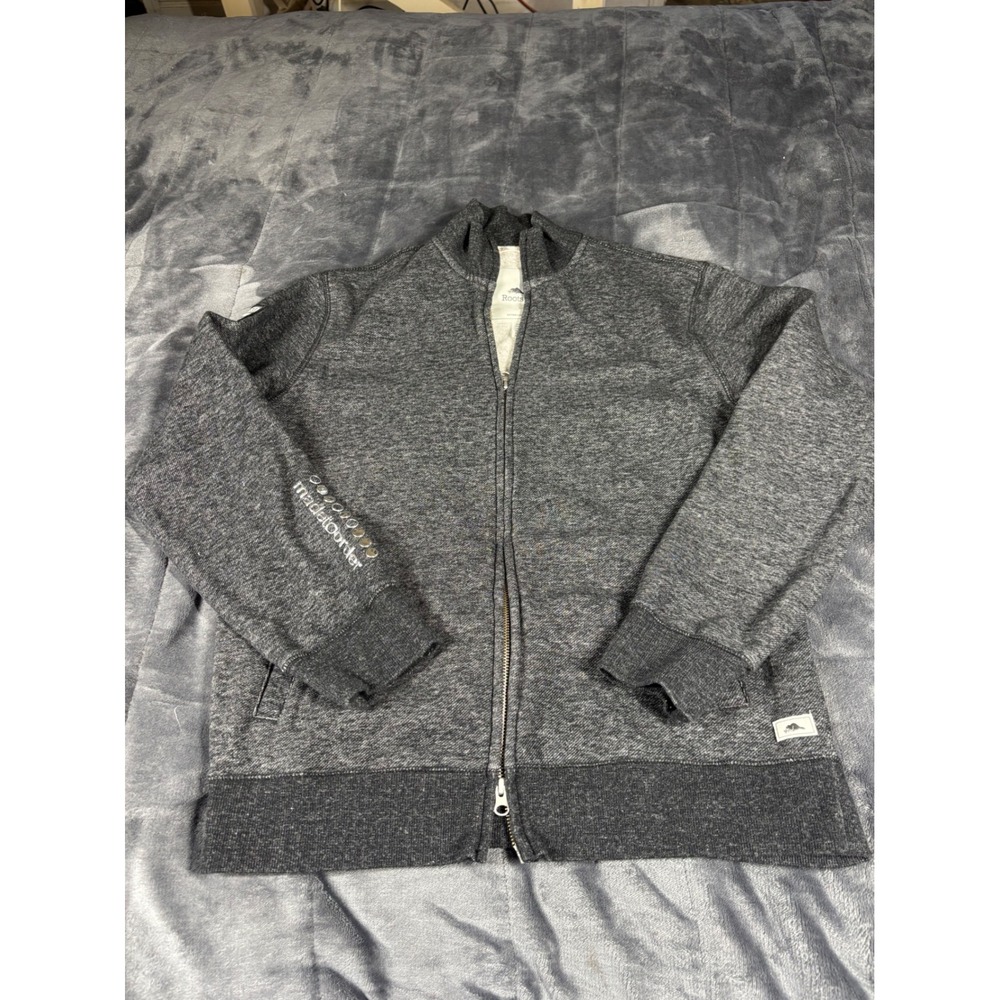 Roots 73 Mens Salt & Pepper Full Zip Sweatshirt Gray Marle Mock Neck Medium